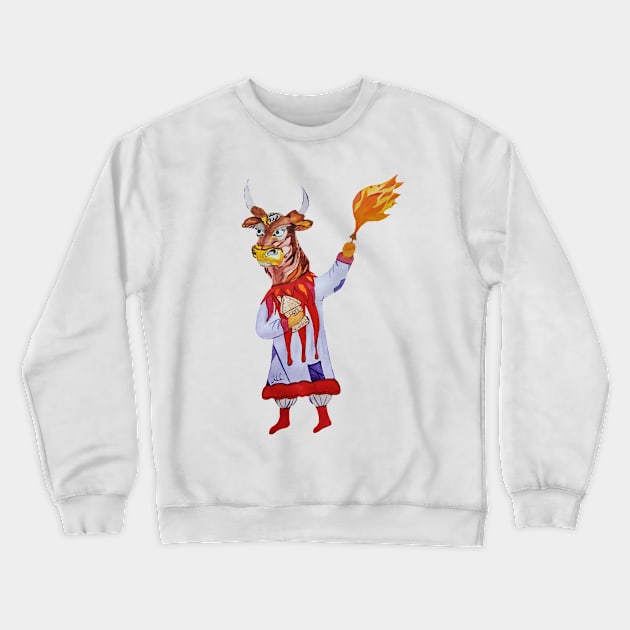 Cute Bull with the Gingerbread Crewneck Sweatshirt by mariasibireva